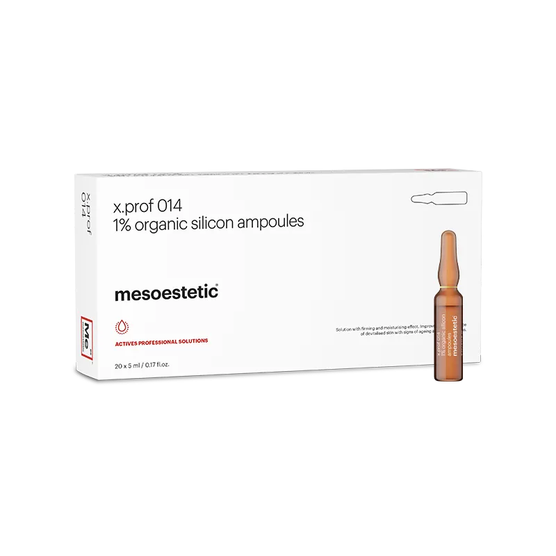 MESOESTETIC x.prof 014 silício orgânico 1%: Cuidado Firmante e Antienvelhecimento | 20 ampolas de 5ml