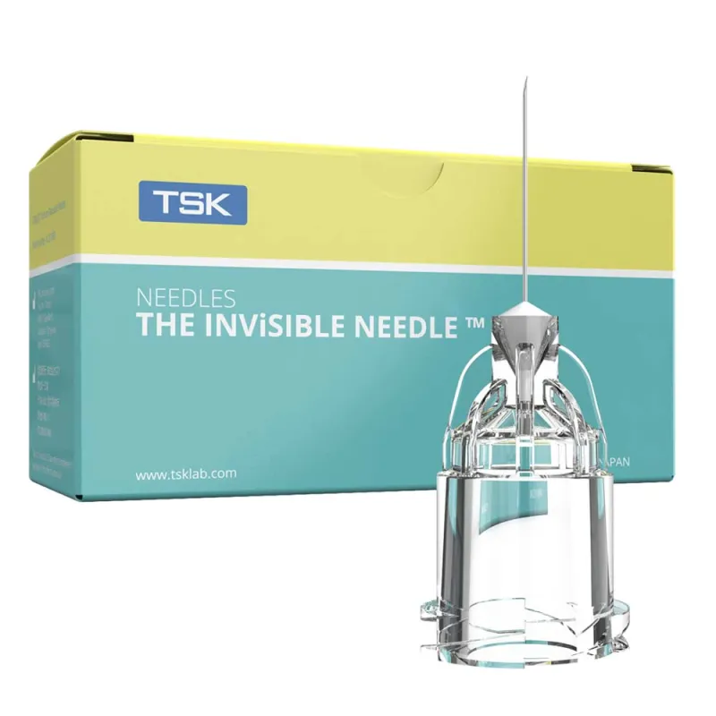 TSK Ago Invisibile 34G x 9mm: Ago Ultra-Fine per Iniezioni Indolori | Scatola da 100